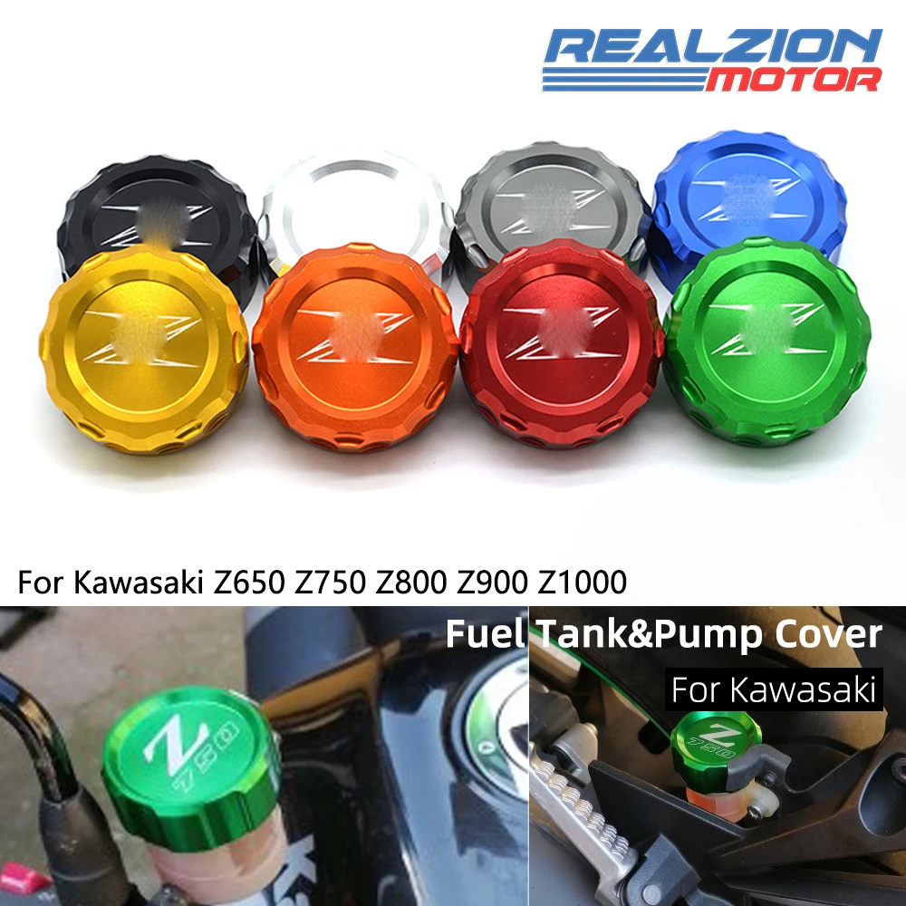 

REALZION Z900 Z1000 Rear Brake Fluid Cylinder Cap CNC Reservoir Cover For Kawasaki Z650 Z750 Z800 Pump Cover Fuel Cup Cap
