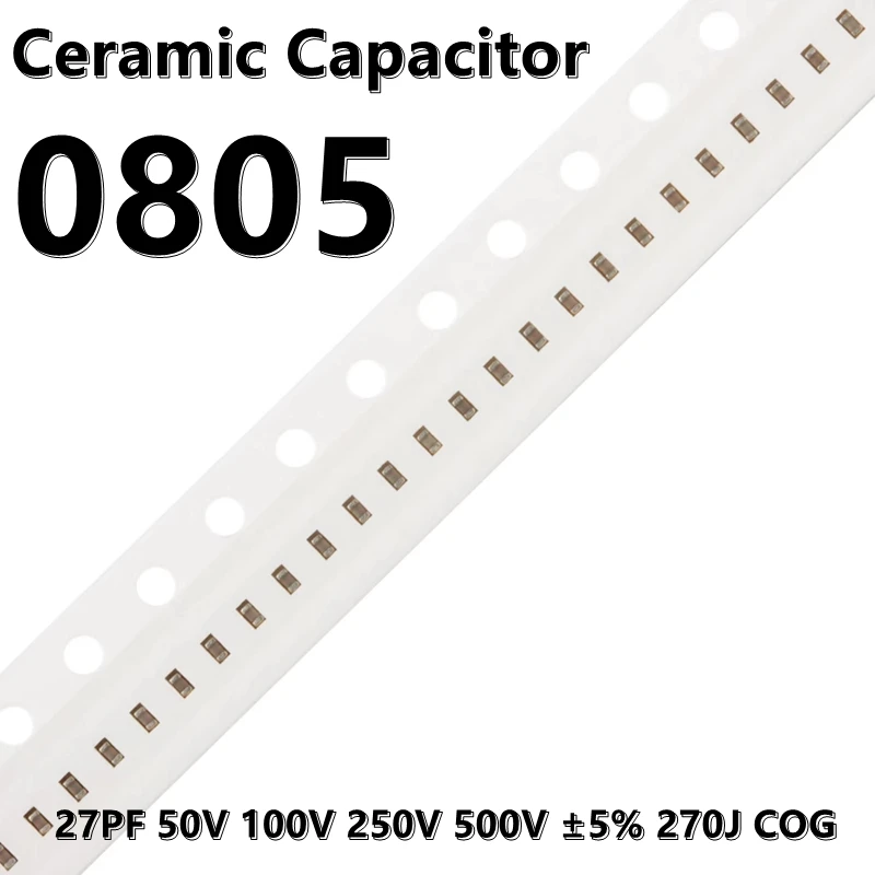 

(50 шт.) 0805 27PF 50 в 100 в 250 в 500 В ± 5% 270J COG 2012 SMD керамические конденсаторы