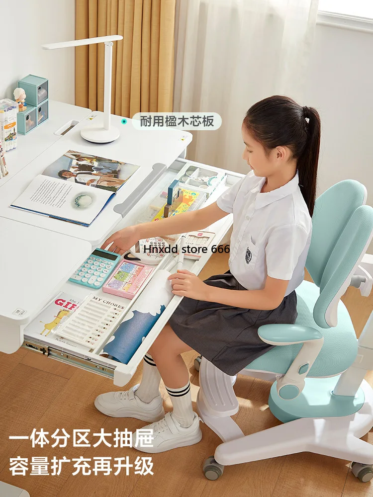 Children's study table, primary school students' household liftable and chair set to write