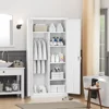Wardrobe Closet, 72" Armoire Wardrobe Cabinet-Functional Clothes Storage with Hanging Rail, White Storage Cabinet, Metal Cabinet 1