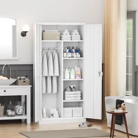 Wardrobe Closet, 72" Armoire Wardrobe Cabinet-Functional Clothes Storage with Hanging Rail, White Storage Cabinet, Metal Cabinet 1