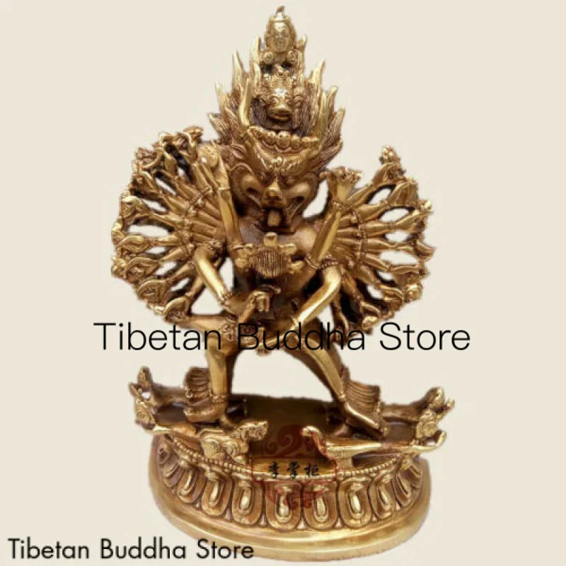 

8" Tibetan Buddhist Brozne Gilt Buddha Yamantaka Yama Dharmaraja Buddha Statue