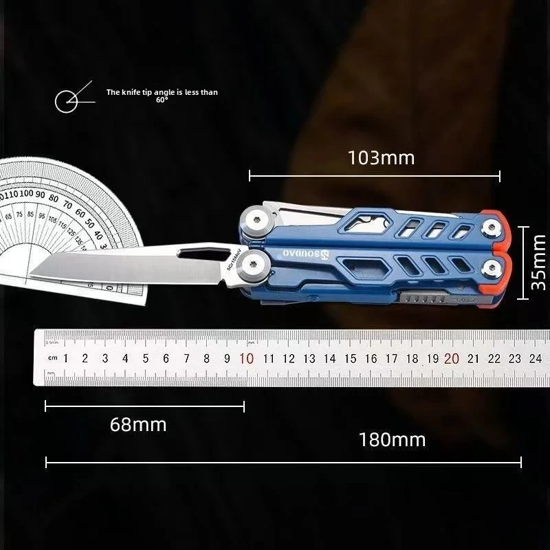 Set Multiuso Portatile per Campeggio: Pinze Pieghevoli e Coltello Multifunzione per Auto e Attività all'Aperto - immagine 6