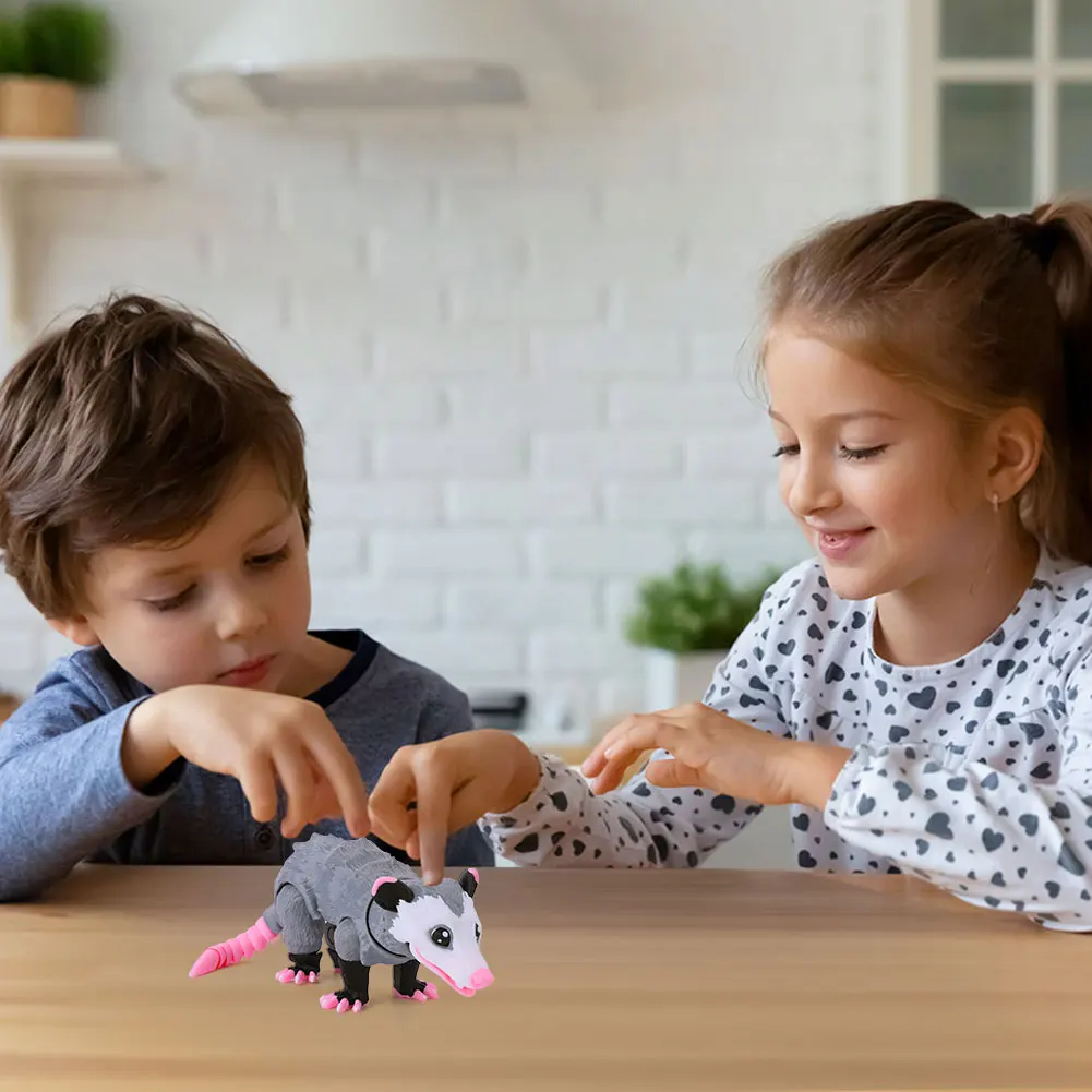 2Pcs 3D Printed Opossum Articulated Fidget Figurine Wear Resist Creative Home Opossum Decoration for Home Office Decor