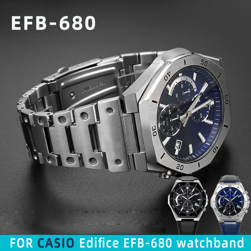 

Solid stainless steel metal watch strap 14mm For Casio watch Edifice series EFB-680 Bracelet strap accessories wristband
