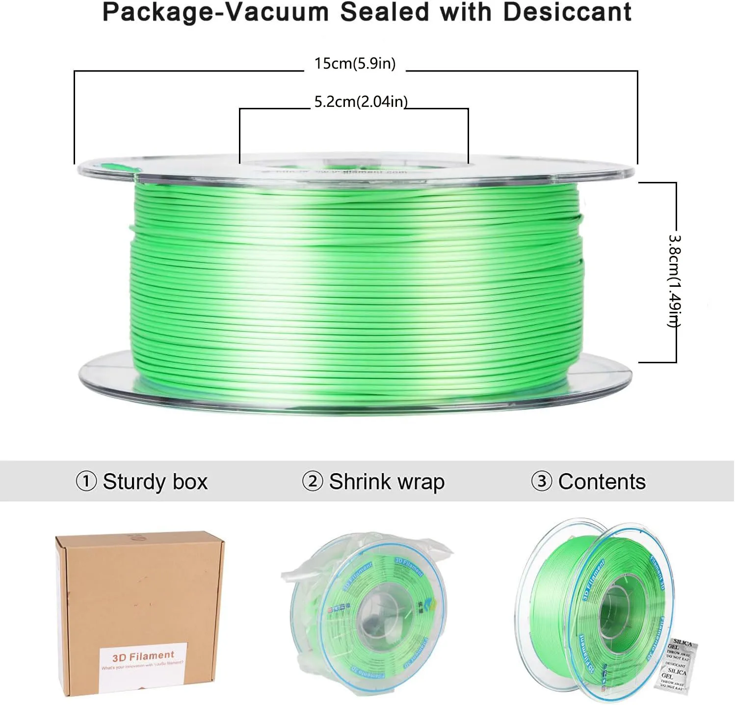 실크 PLA 필라멘트 1.75mm 3D 프린터용, 치수 정확도 +/- 0.02mm, 대부분의 FDM 3D 프린터와 호환 가능