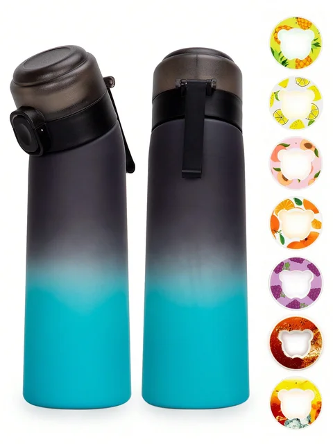 1pc Gradient Air Water Bottle With 1PC Random Bear Shape Scented Flavor Pods Drinks Bottles Outdoor 0 Sugar 0 Calorie Water Cup 2