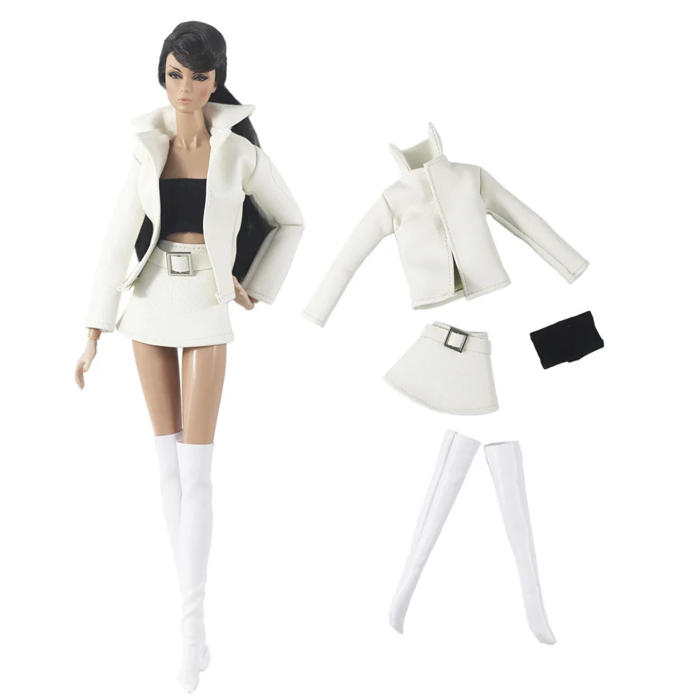

Leather Outfit Fur Set for 30cm BJD Barbie Blyth 1/6 MH CD FR SD Kurhn Doll Clothes Figure Costume Toy Accessories