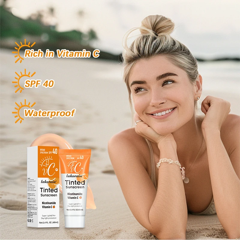 Sunscreen Sunblock Whitening Cream with Nicotinamide Vitamin C Zinc Oxide Titanium SPF40 Tinted
