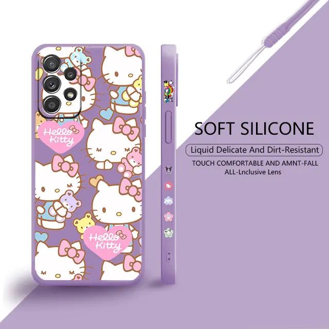 thumbnail image 1 of Hello Kitty Pink Love Holding Bear For Samsung Galaxy A73 A71 A72 A12 A21s A22 A23 A31 A32 A51 A52 A52s A53 A02s Liquid Case, 1 of 5
