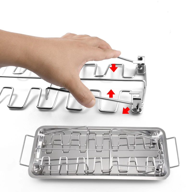 Stainless Steel Chicken Wing Leg Rack Grill Holder Rack with Drip Pan for BBQ Multi-Purpose Chicken Leg Oven Grill