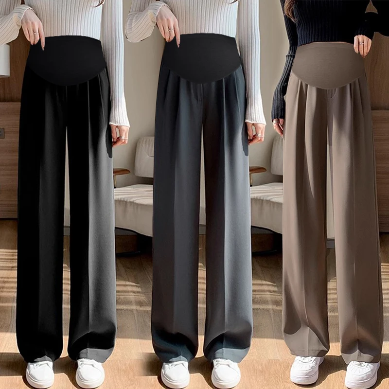 Spring Maternity Suit Pants High Waist Floor-length Pregnant Woman Belly Trousers Elegant Pregnancy Formal Clothes 3