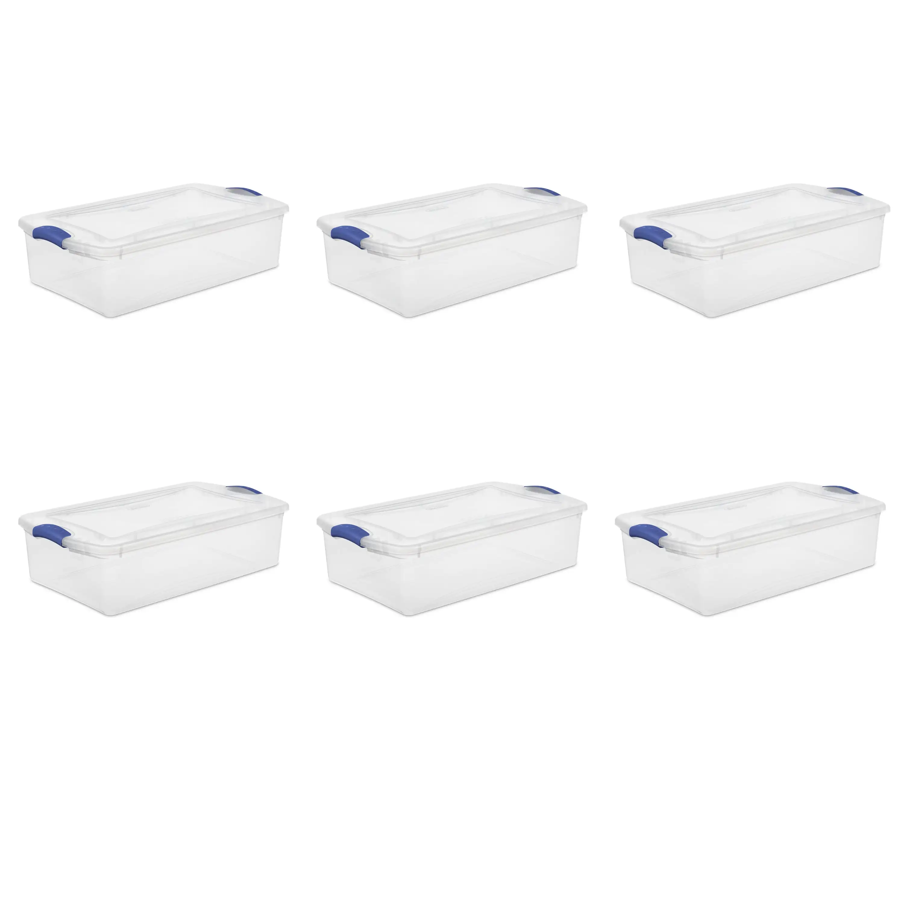 

Sterilite 32 Qt. Защелка для коробки пластик, синий стадион, набор из 6