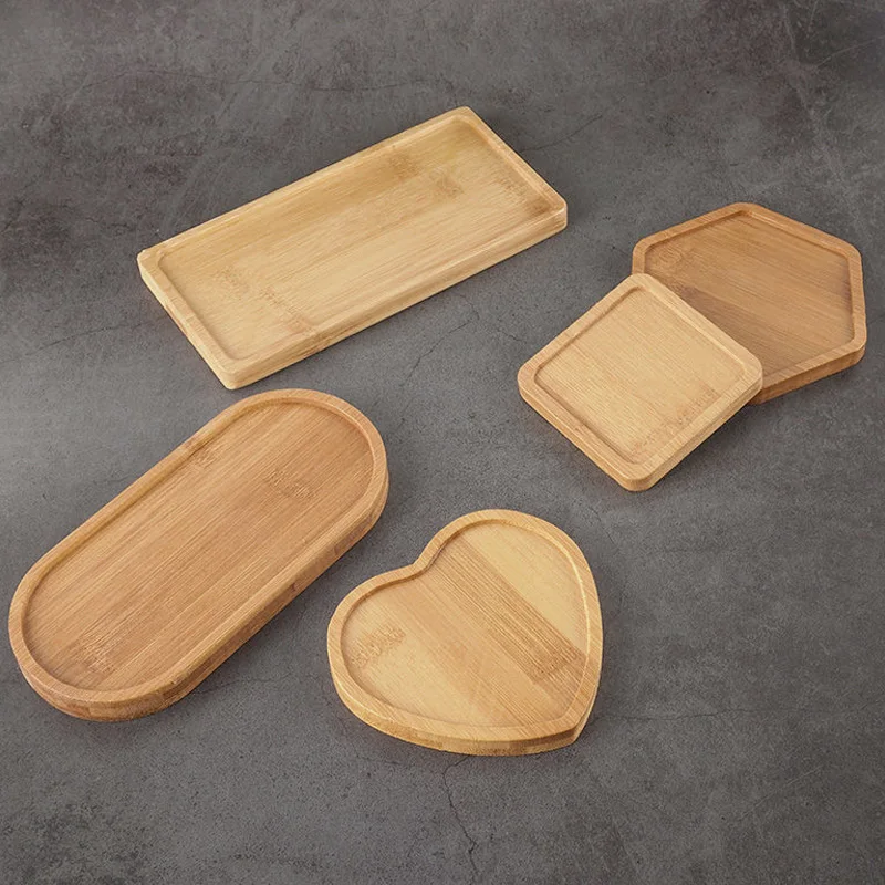 

1 шт. бамбуковый поднос для украшения дома, основание для цветочного горшка, мини-поднос для горшка, подставка для растений, круглые квадратные шестиугольные украшения