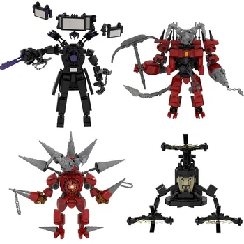 Skibidi 변기 빌딩 블록, Skibidi 변기 로고, 오디오 맨 및 카메라 타이탄 맨 빌딩 블록, DIY 벽돌 장난감, 5 세트, 1-8 개