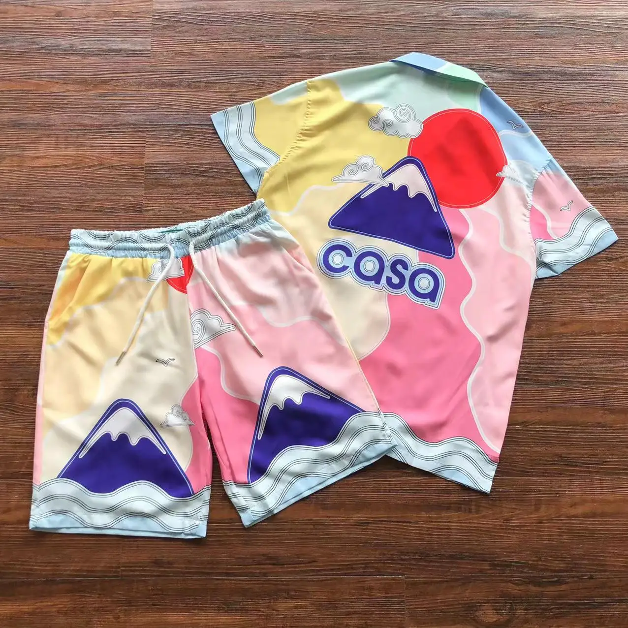 

2023 Summer Casablanca Logo Shirts Men Women Casa Blanca Beach Streetwear Sun Snow Mountain Print Tee Shirt Designer Clothes Men