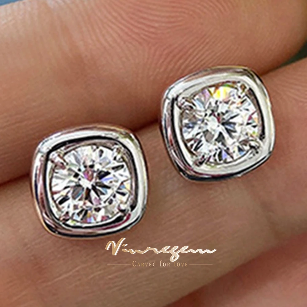 

Vinregem 6 MM Round Cut Lab Created Sapphire Gemstone Classic Ear Studs Earrings 100% 925 Sterling Silver Fine Jewelry Wholesale