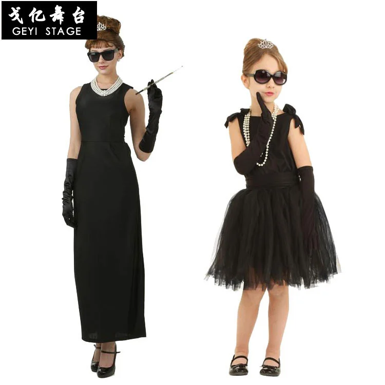 

Holly Dress Halloween Stage Performance Costume Western European Lady Skirt Movie Cosplay Adult Children Black Dress