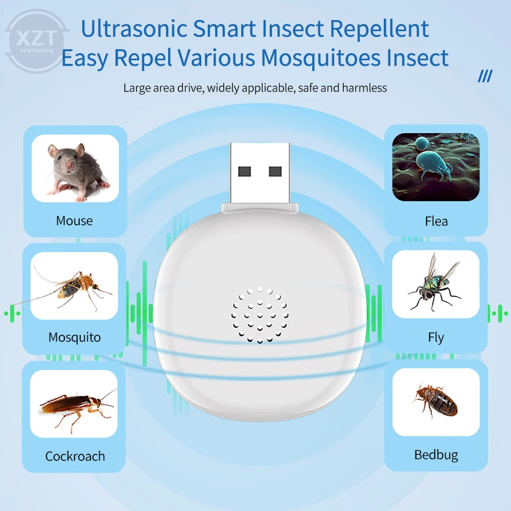 USB Ultrasonic Mosquito Repeller Roaches Bed Mouse RodentMosquito