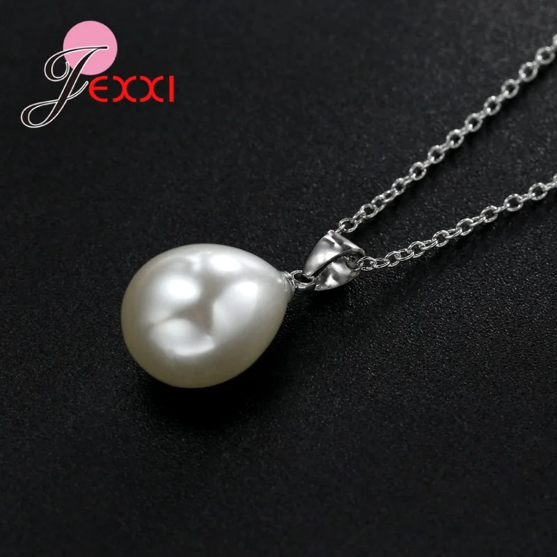 Jewelry Set Silver Jewelry Silver Jewelry Set Pearl Jewelry Waterdrop Pearl 925 Sterling Silver Jewelry Sets Anniversary Simple Accessory Earrings Necklaces For Wedding Party