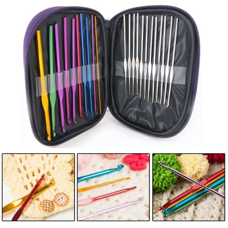 Description Picture 4 of itemCrochet Hooks Needles Kit, Stitches Knitting Craft Case, Crochet Pins Set, Weaving Tools, Sewing Tools, 14 Pcs, 22Pcs
