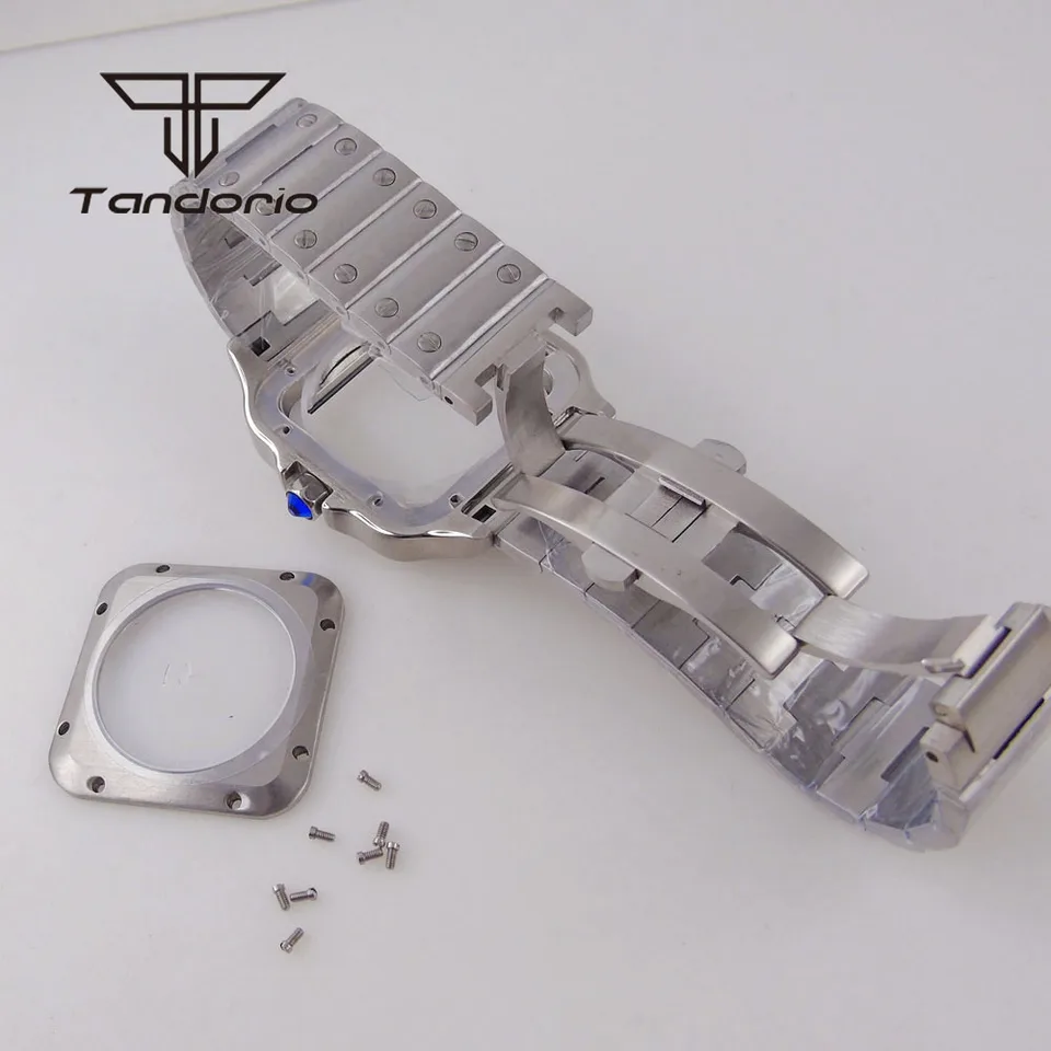 Cassa Per Orologio Quadrata In Oro / Nastro Da 38 Mm Con Bracciale In Acciaio Elettrolico 316L Accessori Per Orologi Per Movimenti NH35 / NH36 / 4R36 - Foto 2