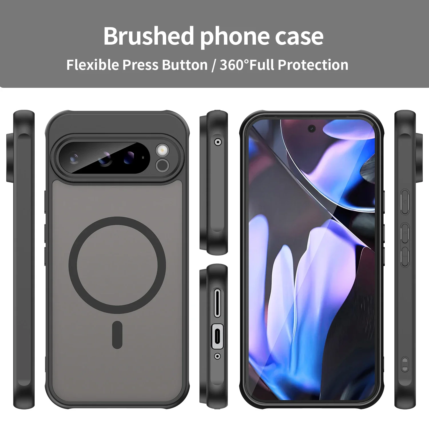 Slim Matte Clear Magnetic Wireless Charging Armor Case with MagSafe Compatibility