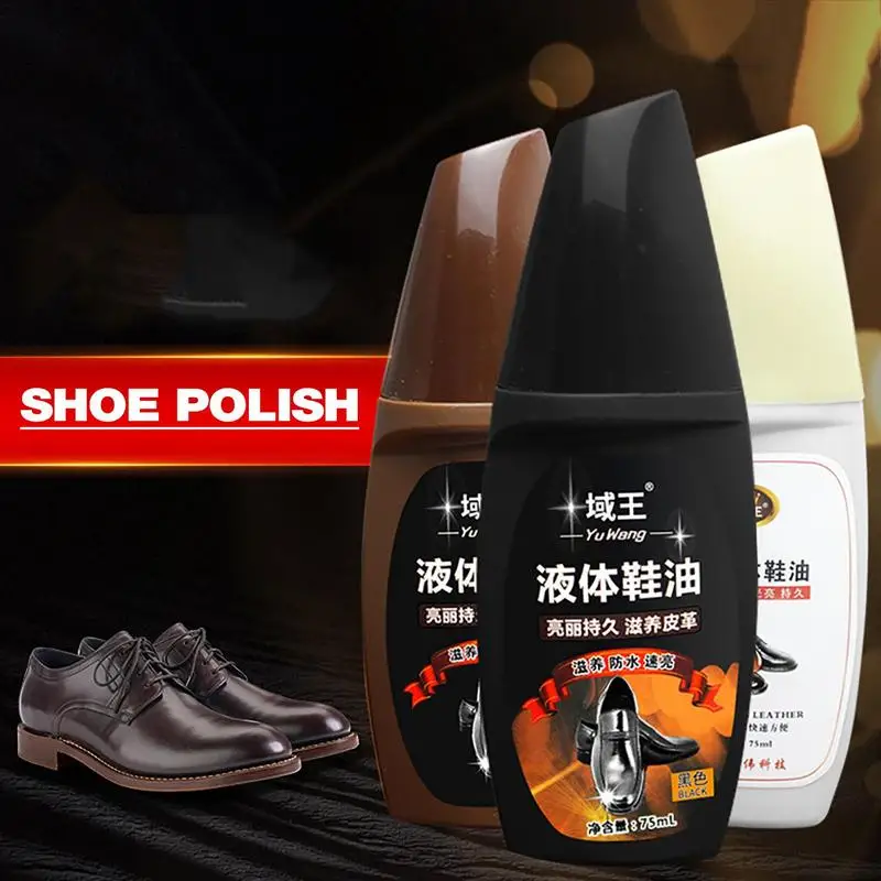 

Универсальная яркая жидкость для полировки обуви с щеткой