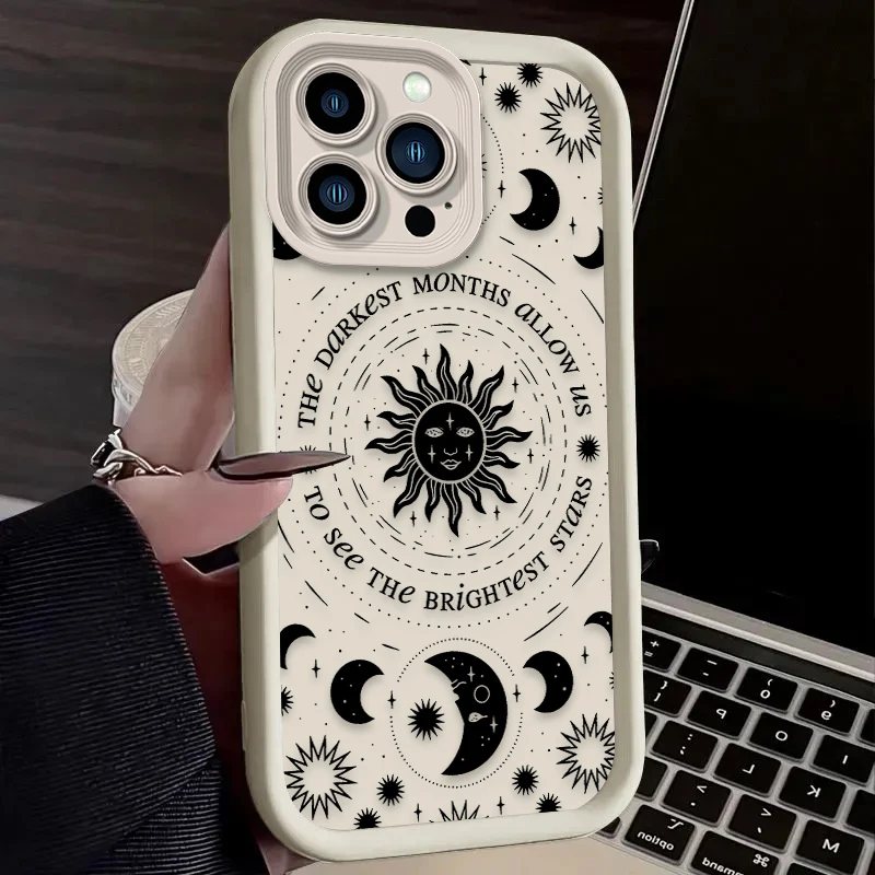Stylish Sun and Moon Artistic Phone Case - Soft TPU Back Cover