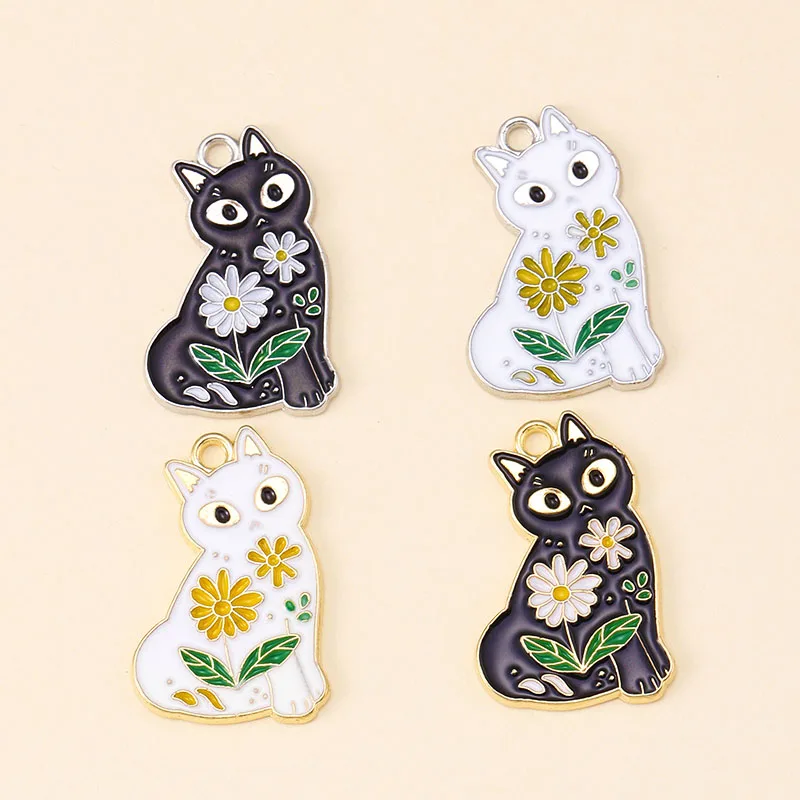 24 Tierpfoten-Anhänger Emaille - 6 Farben Für Schmuck DIY Katze Hund Charm