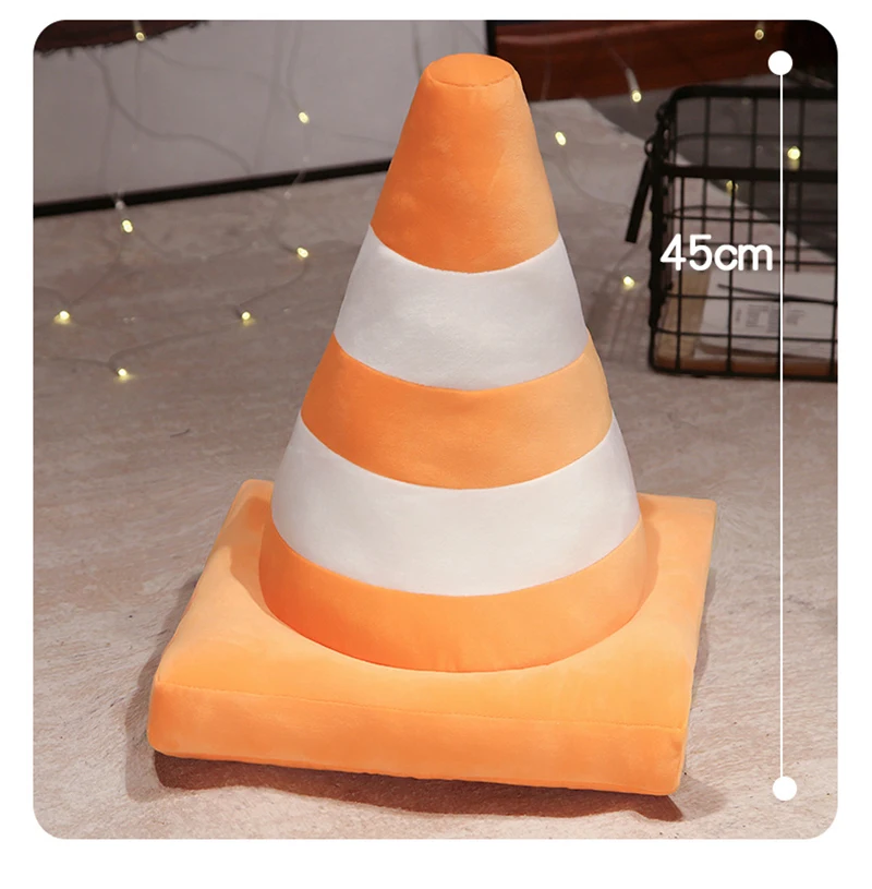 Roadblock Cushion Stuffed Soft Lifelike Plush Traffic Cone Road Construction Cone Pillow Kids Toys Home Decoration