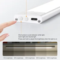 LED Night Light 20/30/40/60CM Motion Sensor Wireless USB Cabinet Night Light Wardrobe Lamp For Kitchen Cabinet Bedroom Wardrobe 2