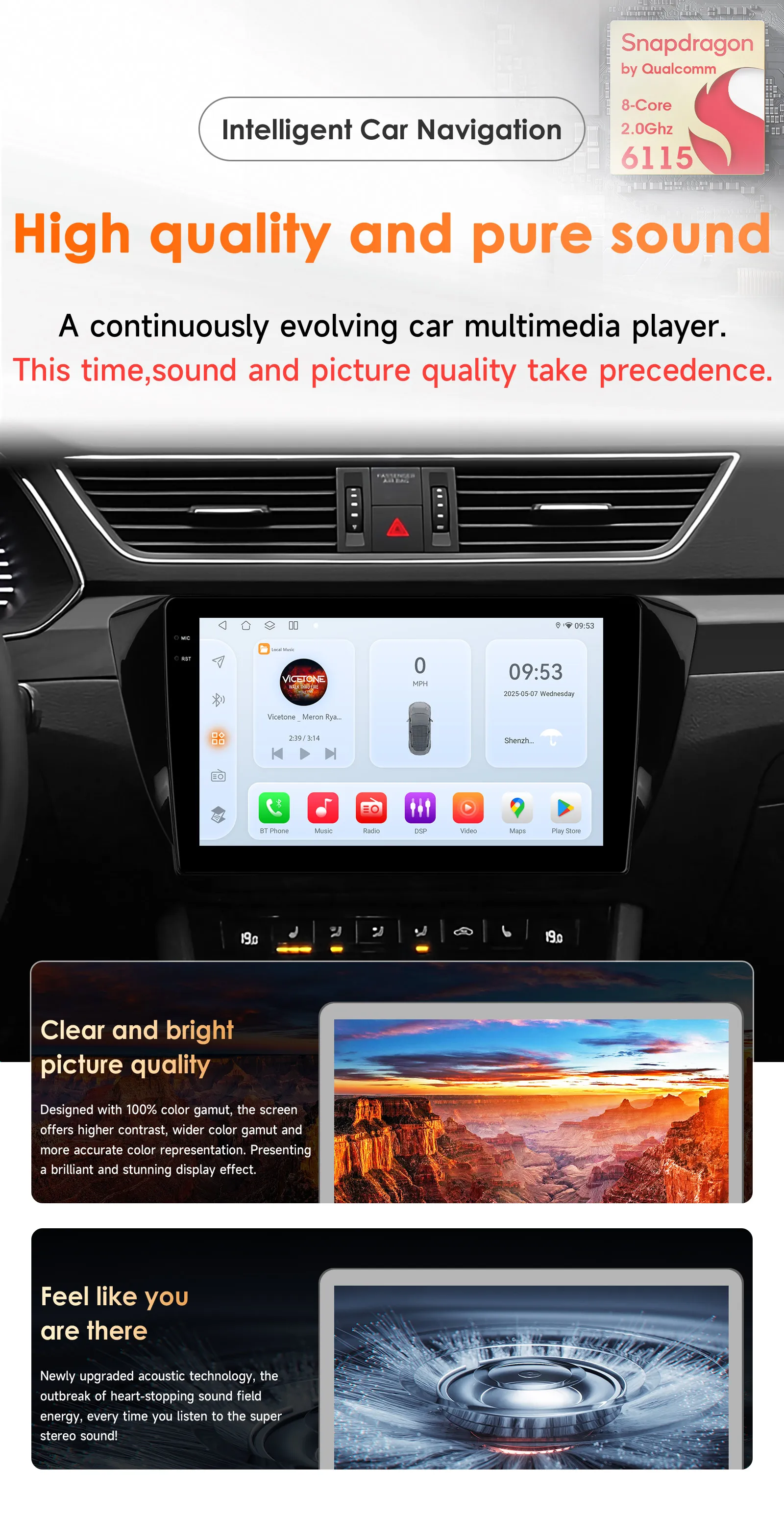 Hizpo 8Core Android 14 Intelligentes Autoradio für Skoda Superb 3 2015–2019 CarPlay GPS DSP 4G BT5.4 von Qualcomm Snapdragon 6115 – Detail 2