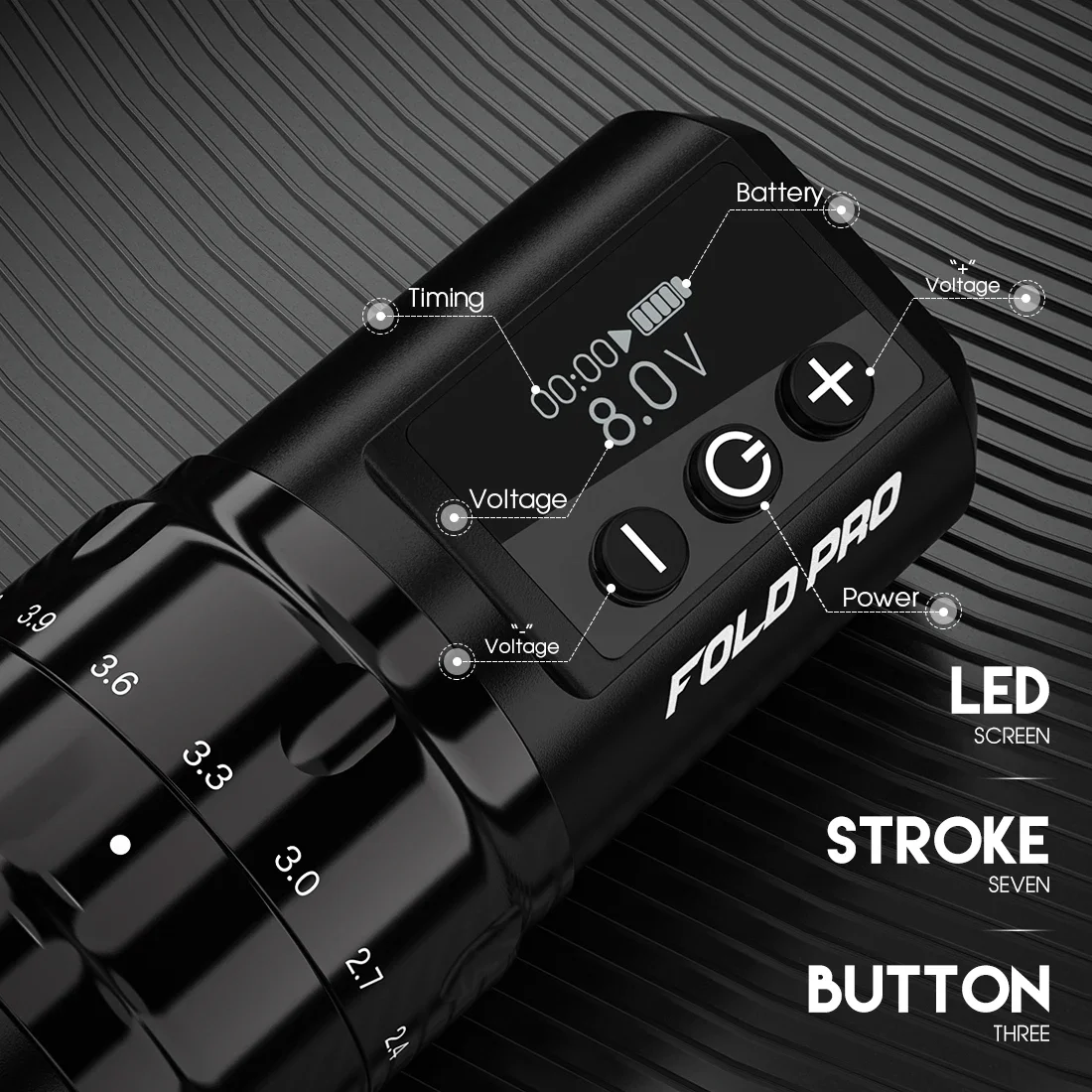 Tattoo Pen Tattoo Motor Tattoo Supplies Dragonhawk Fold Pro Adjustable 7 Stroke Length Wireless Tattoo Machine Battery RCA Coreless Motor Rotary Tattoo Pen