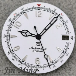 Premium Multicolor Date Watch Dial with Green Luminous Finish - Matte 28.5mm (White Black A)