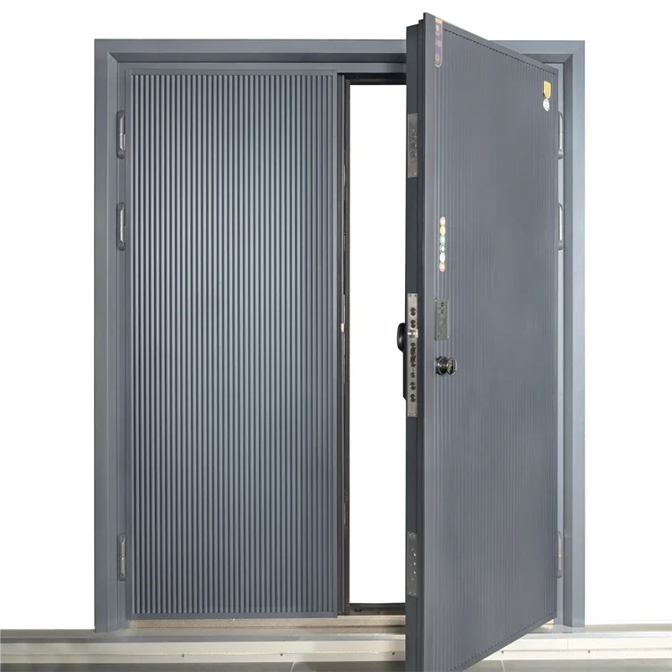 Deluxe Double Opening Fine Carving Aluminum Wood Armored Aluminum Door Entrance Security Door