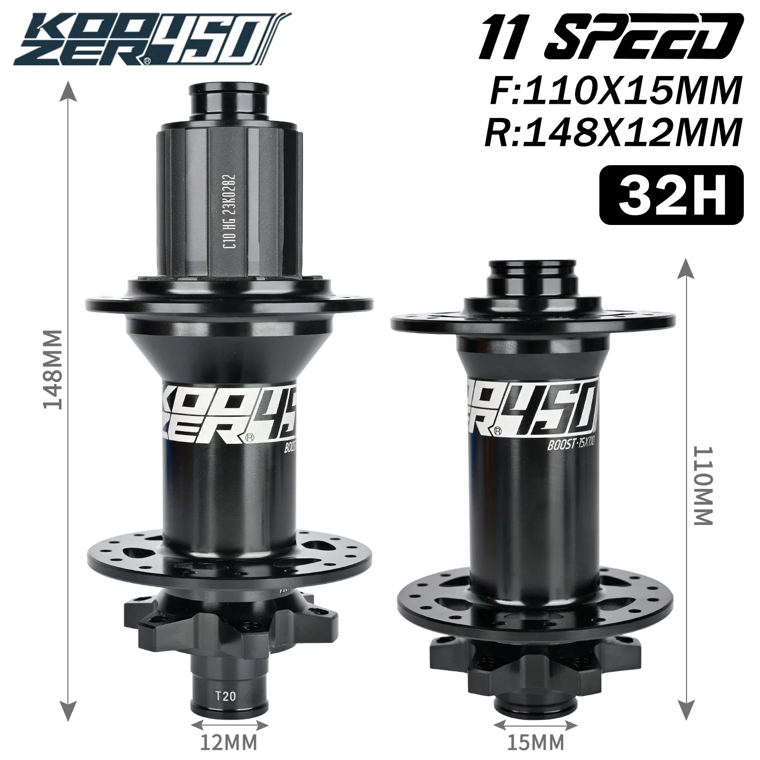 Koozer450ブーストマウンテンバイクハブ、自転車ハブ、スルーアクスル