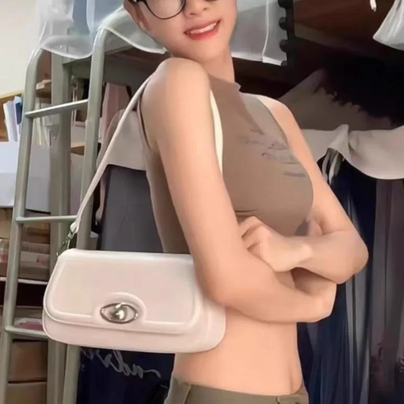 Solid Color Moon Oval Pattern Shoulder Bag Women Leather Large Capacity Handbag Ladies Y2k Premium Fashion Commute Crossbody Bag