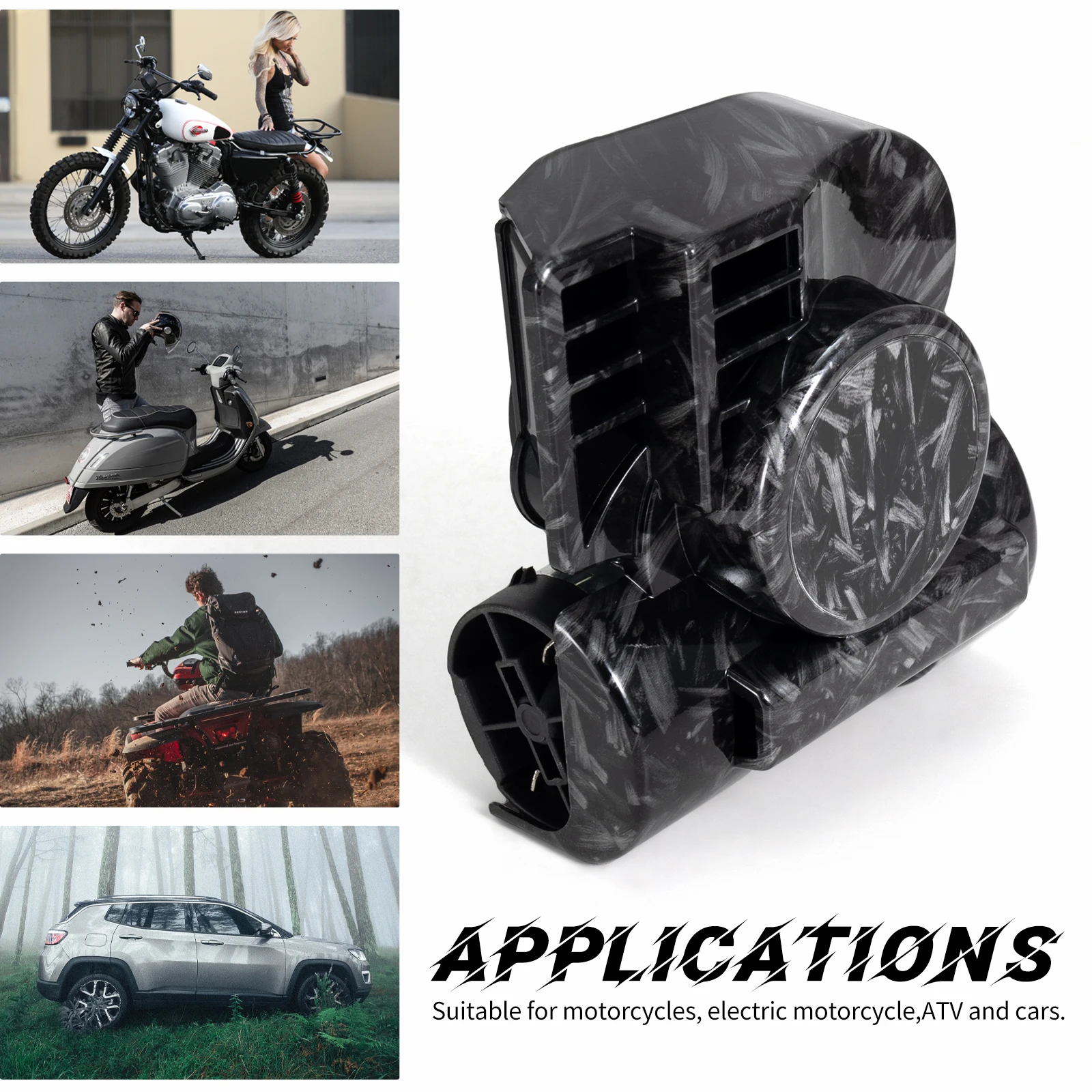 Klaxon À Air Électrique Rond Dc 12V 110Db, Klaxon Étanche Noir À Son