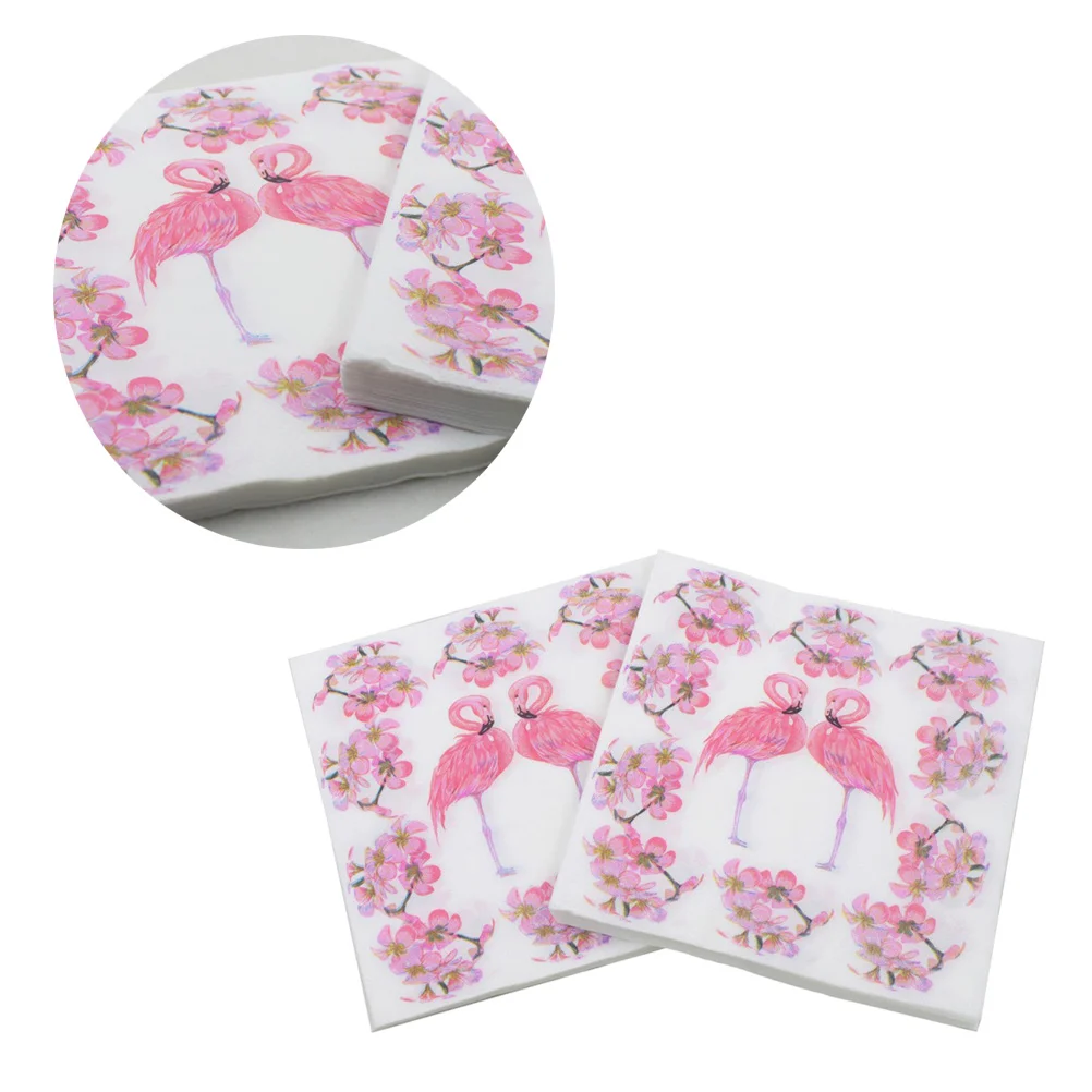 

40pcs Colorful Printing Napkin Flamingo Flower Napkin for Party Gathering Festival Home