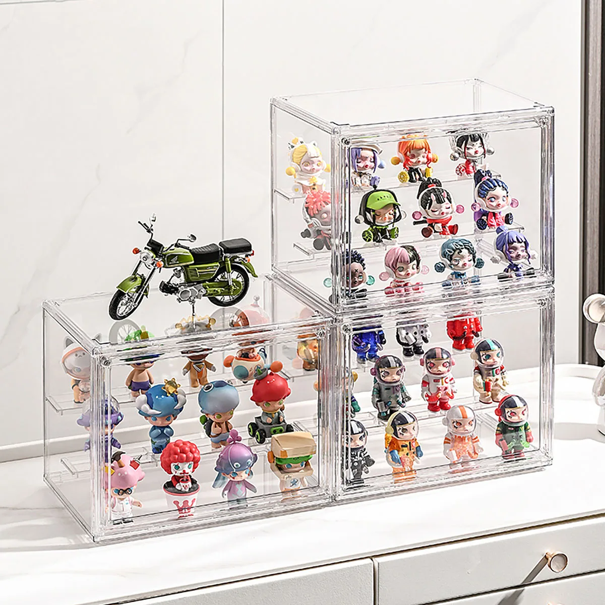 1pc Three Layer Acrylic Display Rack Transparent Ladder Handmade Anime Car Model Blind Box Storage Box Jewelry Sorting Box 5