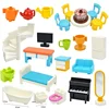 Big Size Particle Furniture Building Block Accessories Figuers Desk Door Chair Bed Sofa Bathroom Kitchen Large Brick Duploes Toy 3