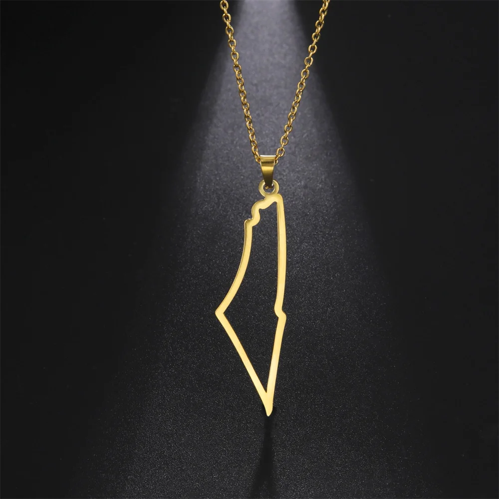 Collana Con Ciondolo Mappa Di Israele, Uomo E Donna, Design Minimalista, Catena 50 Cm, Stile Hip Hop Etnico