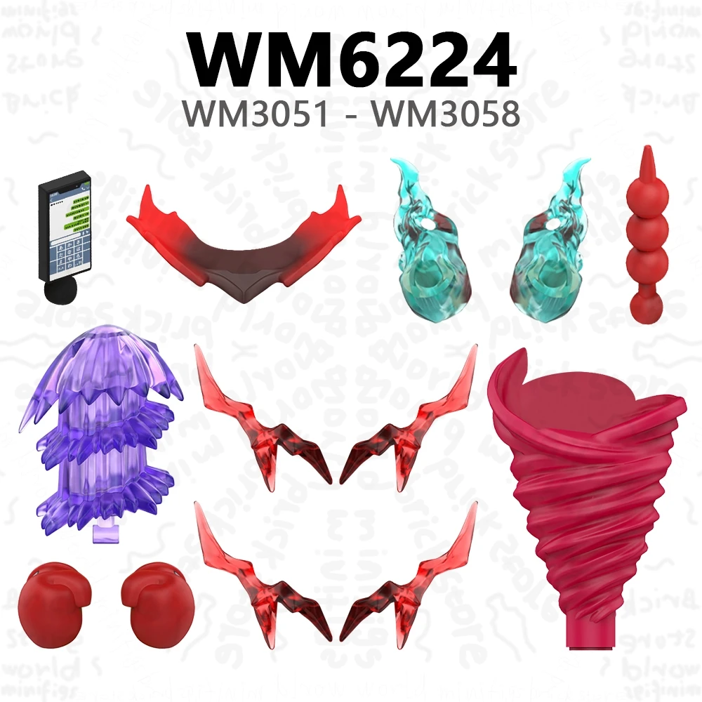 WM6223 WM6224 DY527-530 세트 판매 DAN 애니메이션 액션 피규어 액세서리 빌딩 블록 선물 장난감 어린이 성인용 브릭 DIY