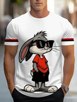 New personalized cartoon rabbit T-shirt for men with street style short sleeves and quick drying fabric comfortable 3