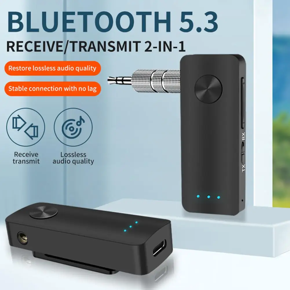

Car Bluetooth-compatible Receiver Transmitter 2-in-1 Wireless Audio Adapter Portable Hands-Free Car Kits With AUX 3.5mm