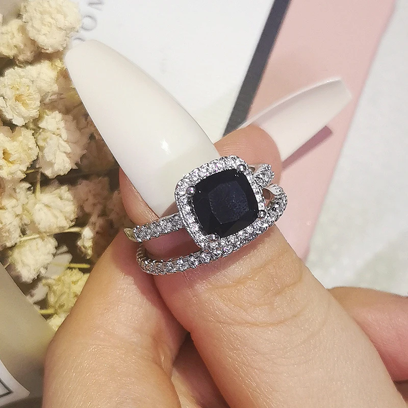 2023NewSilverColorBrideWeddingEngagementRingsSetForWomen