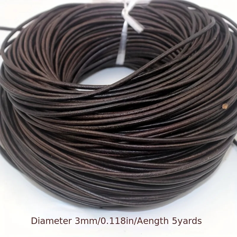 Description Picture 2 of item5 Yards Retro High Quality Genuine Leather Cord Round/Flat Strand Cow Leather Rope Fit Necklace Bracelets DIY Jewelry