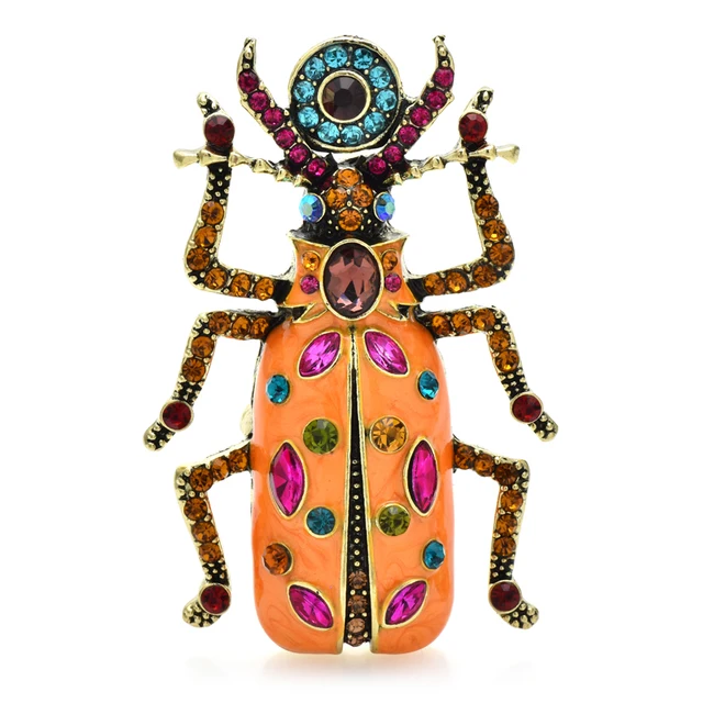 Wuli&baby Big Enamel Beetle Brooches For Women Unisex 4-color Rhinestone Lovely Insects Party Office Brooch Pins Gifts 1