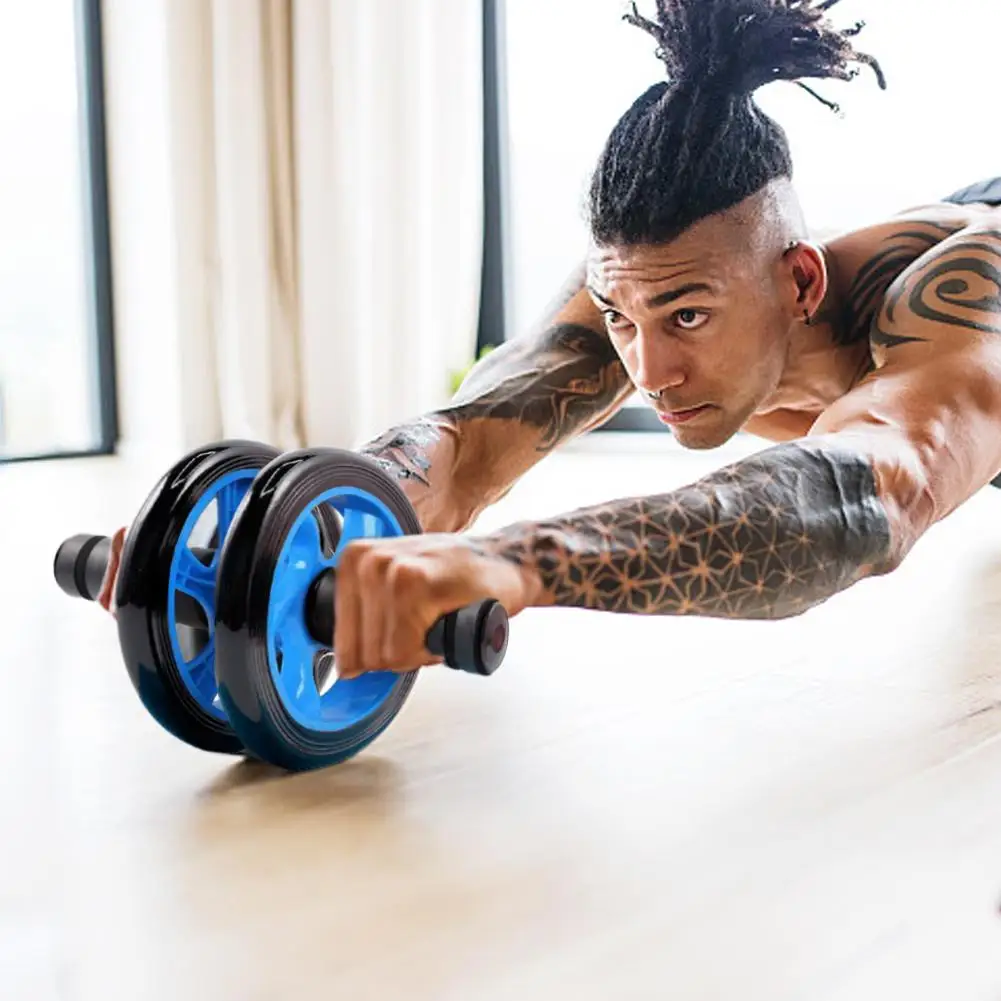 

Бесшумный абдоминальный ролик, нескользящий ролик с коленным ковриком для тренажерного зала, тренажер мышц, упражнения, узор шин, оборудование для фитнеса